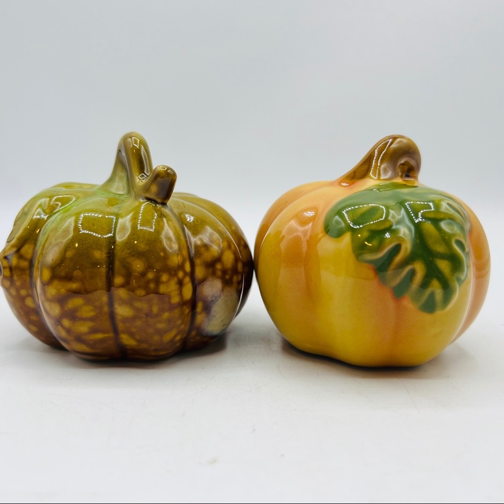 Fall Decor by Greenbrier Ceramic Pumpkins. Set of 2.